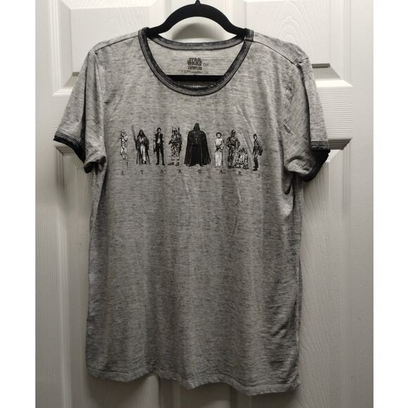 Hot Topic Star Wars NWOT Women's Size XL Heather Gray Character Ringer T-Shirt - Picture 1 of 6